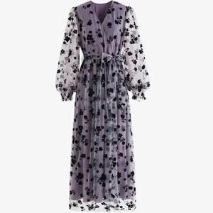 NWT Chicwish Fairygoth Mesh Faux Wrap Dress M Floral Posy Romantic Whimsigoth